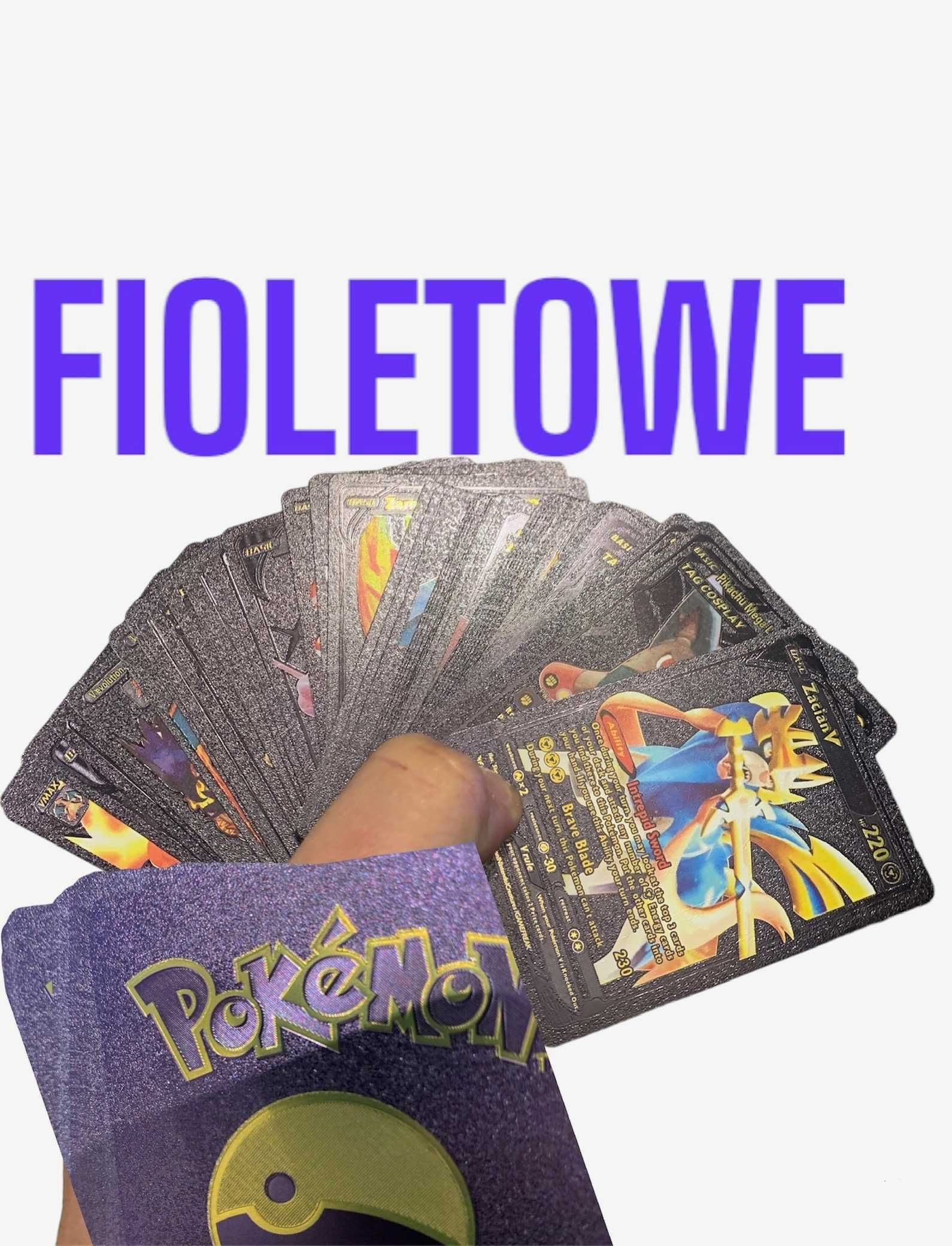 55 Fioletowe Karty Pokemon HP Metalizowane nie złote czarne srebrne