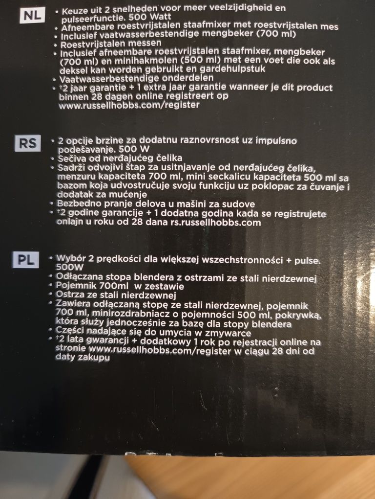 Nowy blender ręczny Russel Hobbs 3 w 1