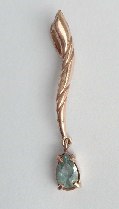 Вінтажний Підвіс кулон з камнем Срібло 925 Позолота. Аквамарин. Вінтаж