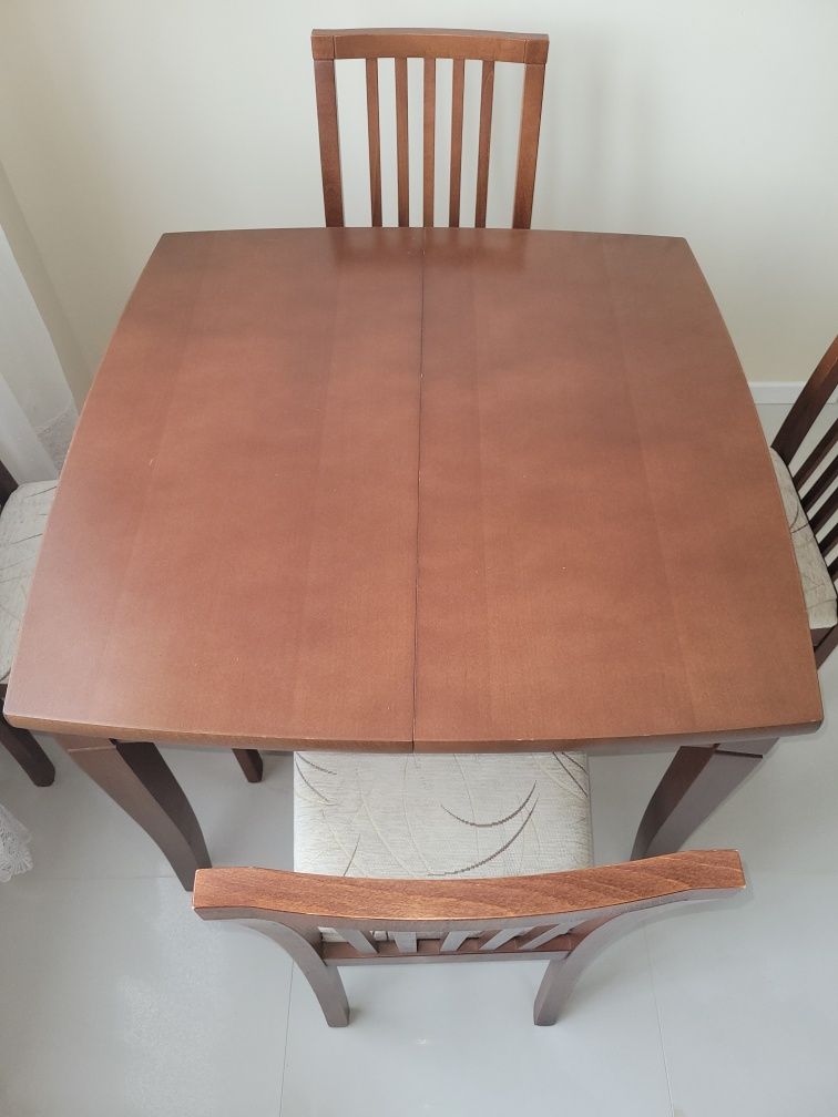 Duży stół kompaktowy/rozkładany, kwadrat/prostokąt 90cm/240cm, krzesła
