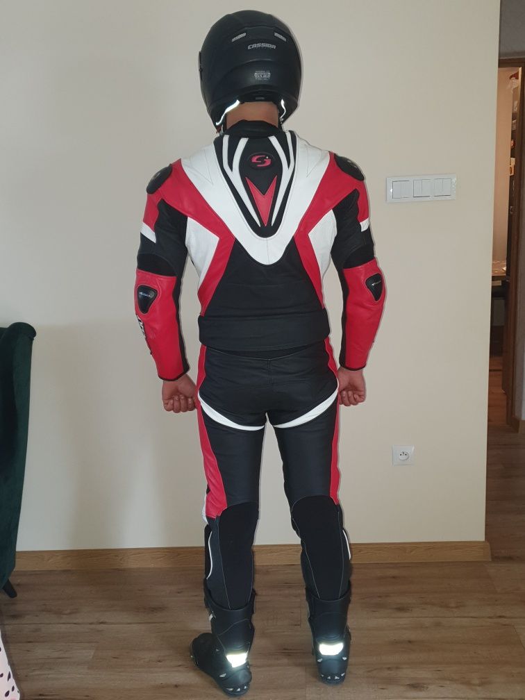 Kombinezon motocyklowy z garbem,  skóra