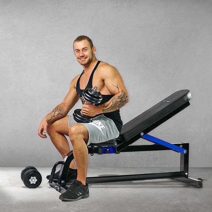 Ławeczka treningowa stojaki gryf hantle - zestaw do ćwiczeń 100kg