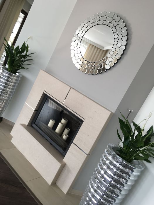 Wysoka ekskluzywna donica glamour srebrna mozaika lustro XXL lustrzana