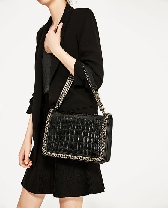 Сумка zara crocodile chain cow leather