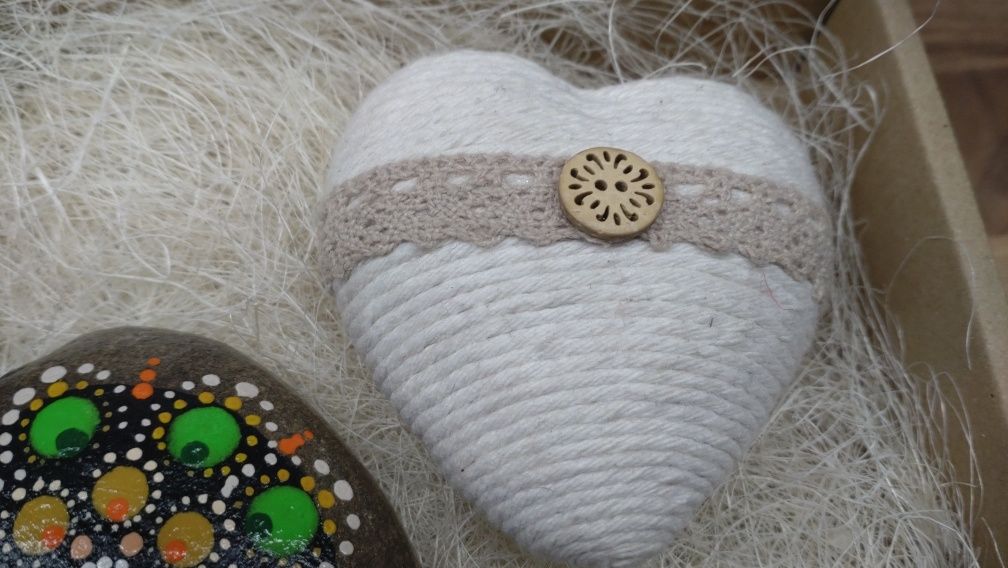 Prezent serce kamień ręcznie malowany mandala urodziny handmade