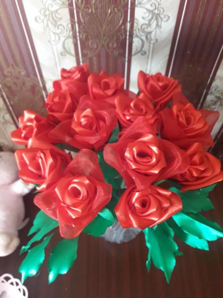 Розы с атласной ленты!