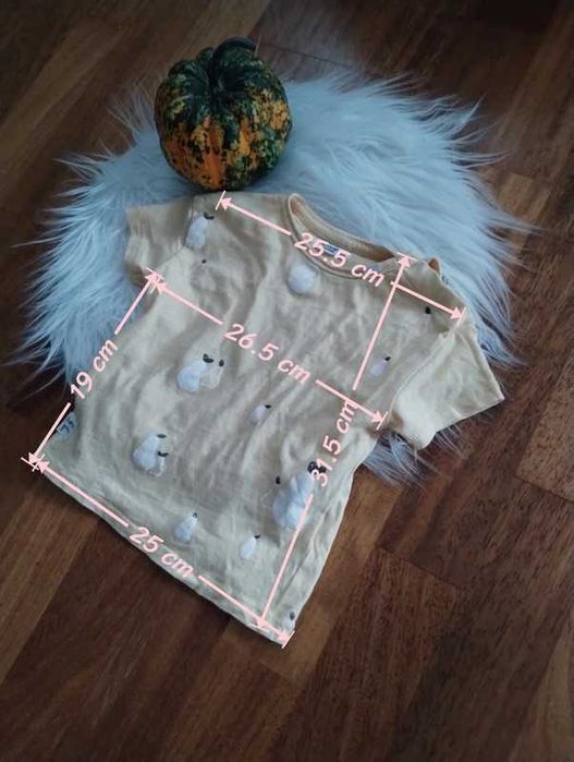 Żółty t-shirt w gruszki Reserved Eco Aware r. 74 cm