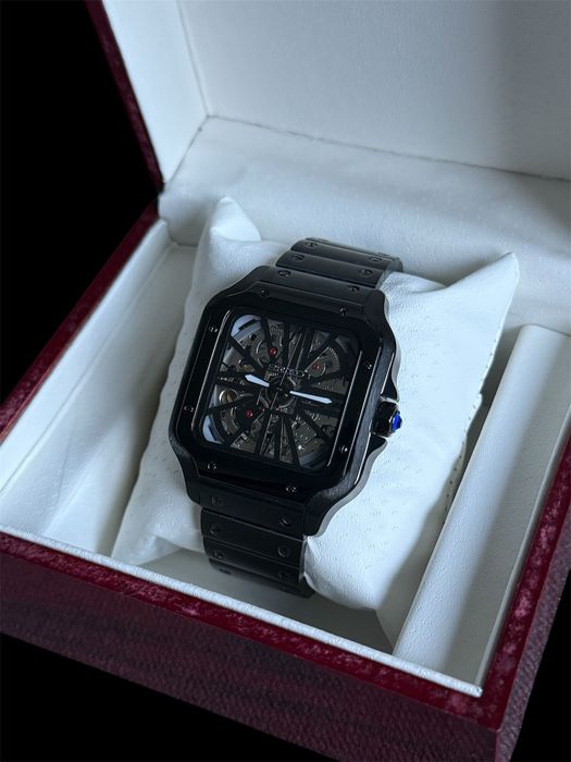 Seiko mod automatyczny czarny santos skeleton nowy szafirowe szklo