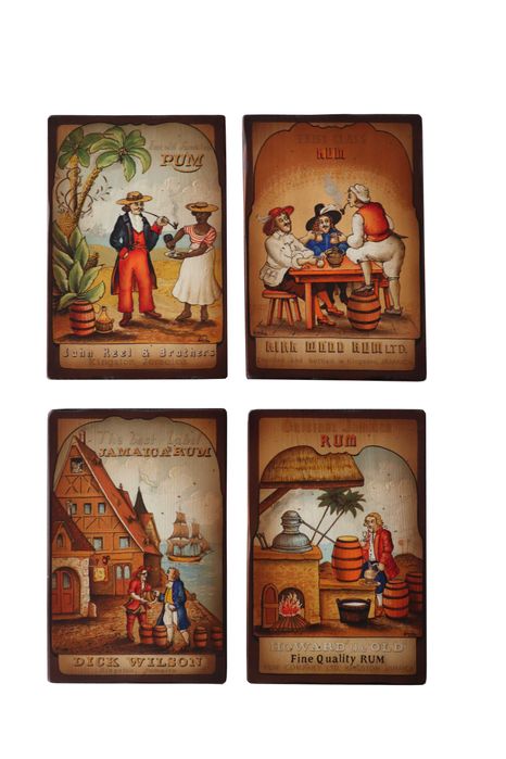 Zestaw dekoracyjnych obrazków – styl vintage, tematyka rumu, 20x30 cm