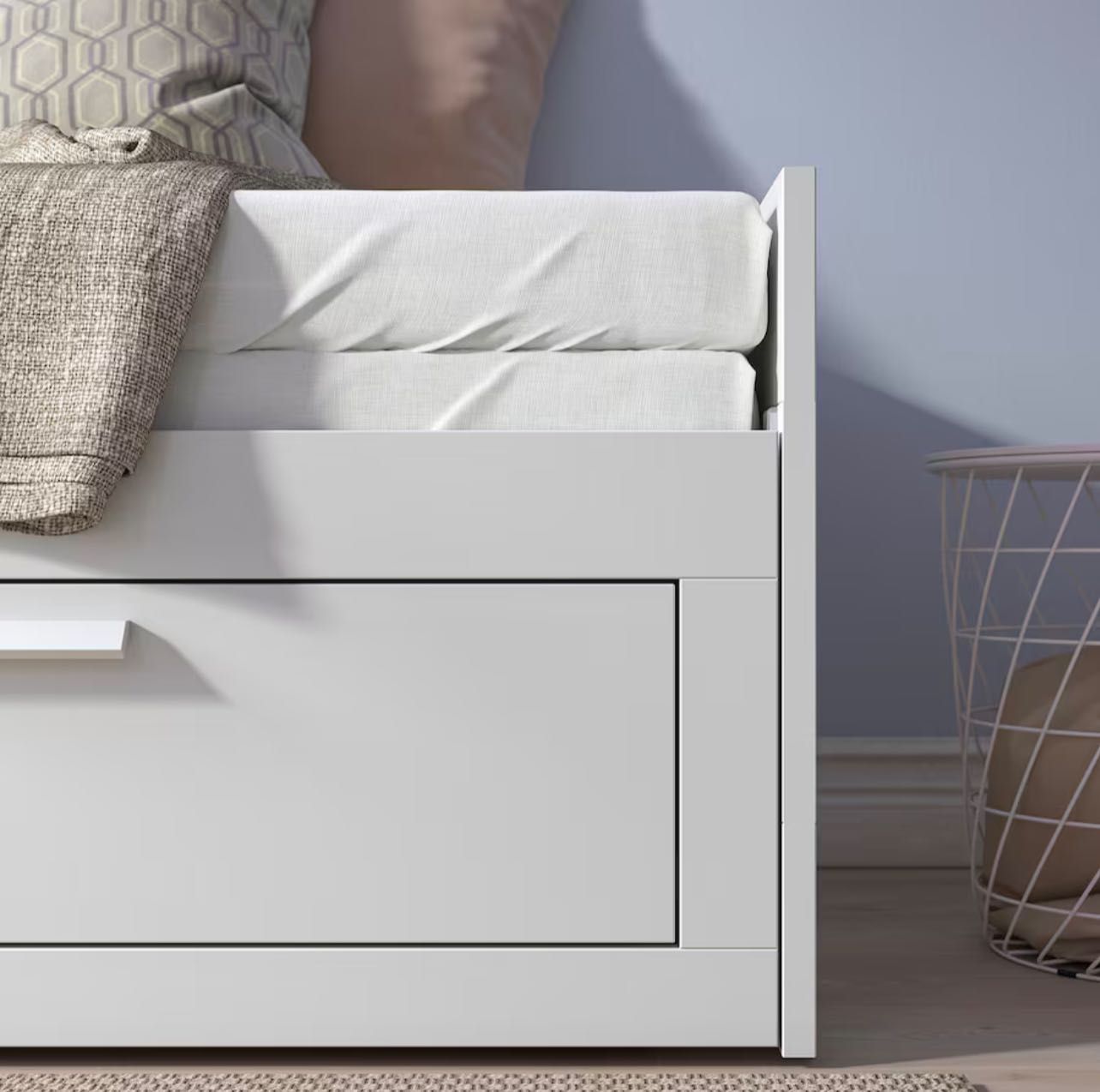 Cama indiv/dupla c/2 gav, branco, 80x200 cm com 2 colchões