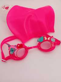 Okulary i czepek pływacki dla dziewczynki różowy