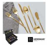HERDMAR-Stick Dourado-Elegância, Alta Qualidade-Faqueiro 130 pçs *NOVO