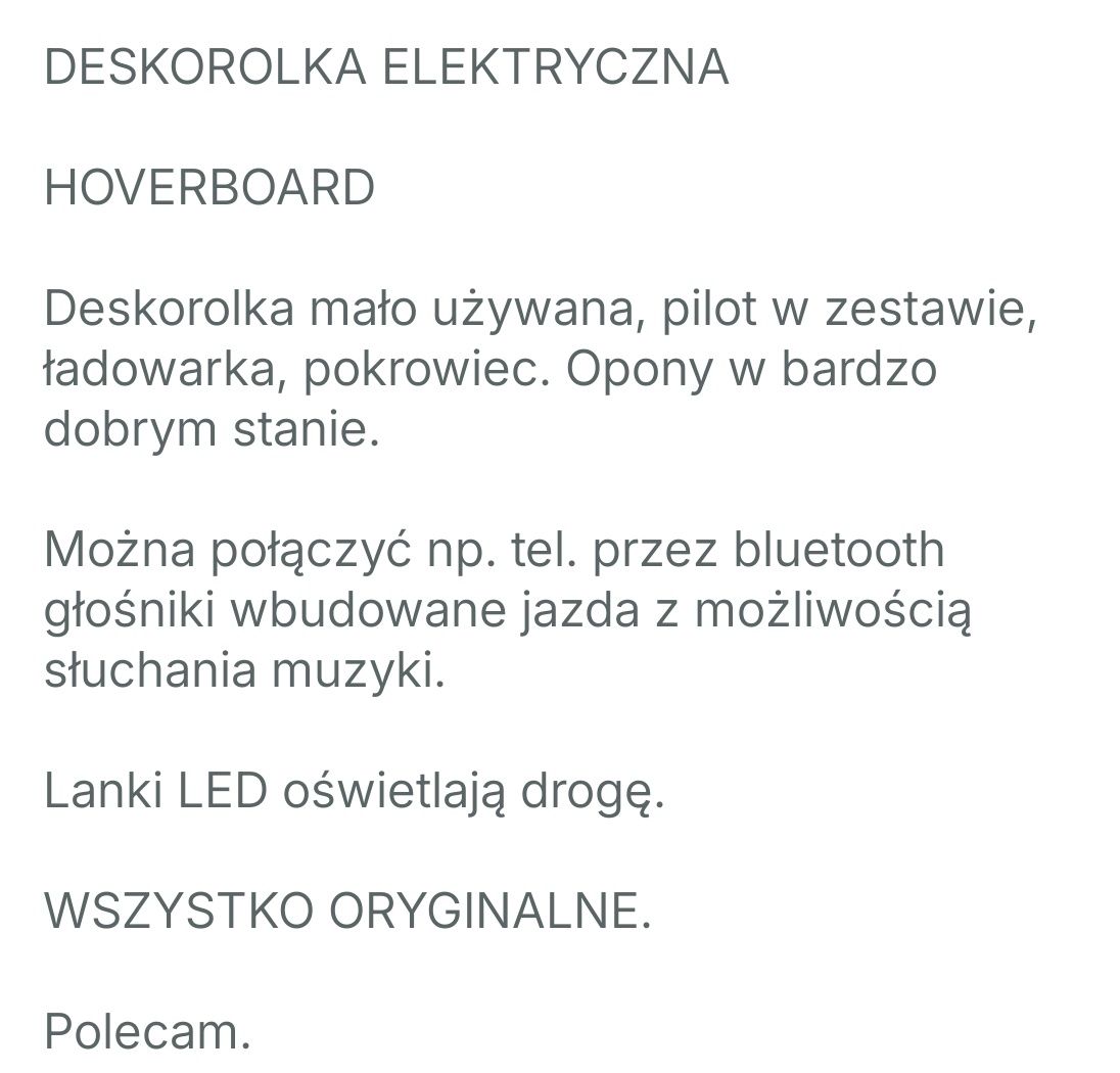 Hoverboard deskorolka elektryczna