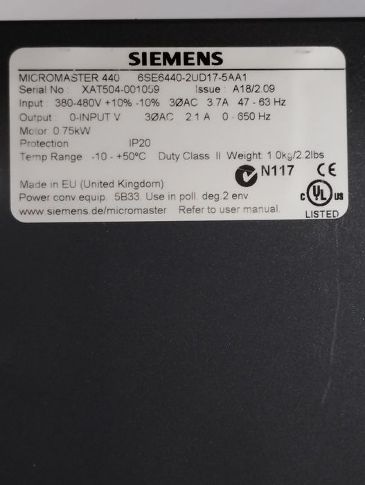 Частотний перетворювач Siemens Micromaster 440  0,75kW 400v6SE64