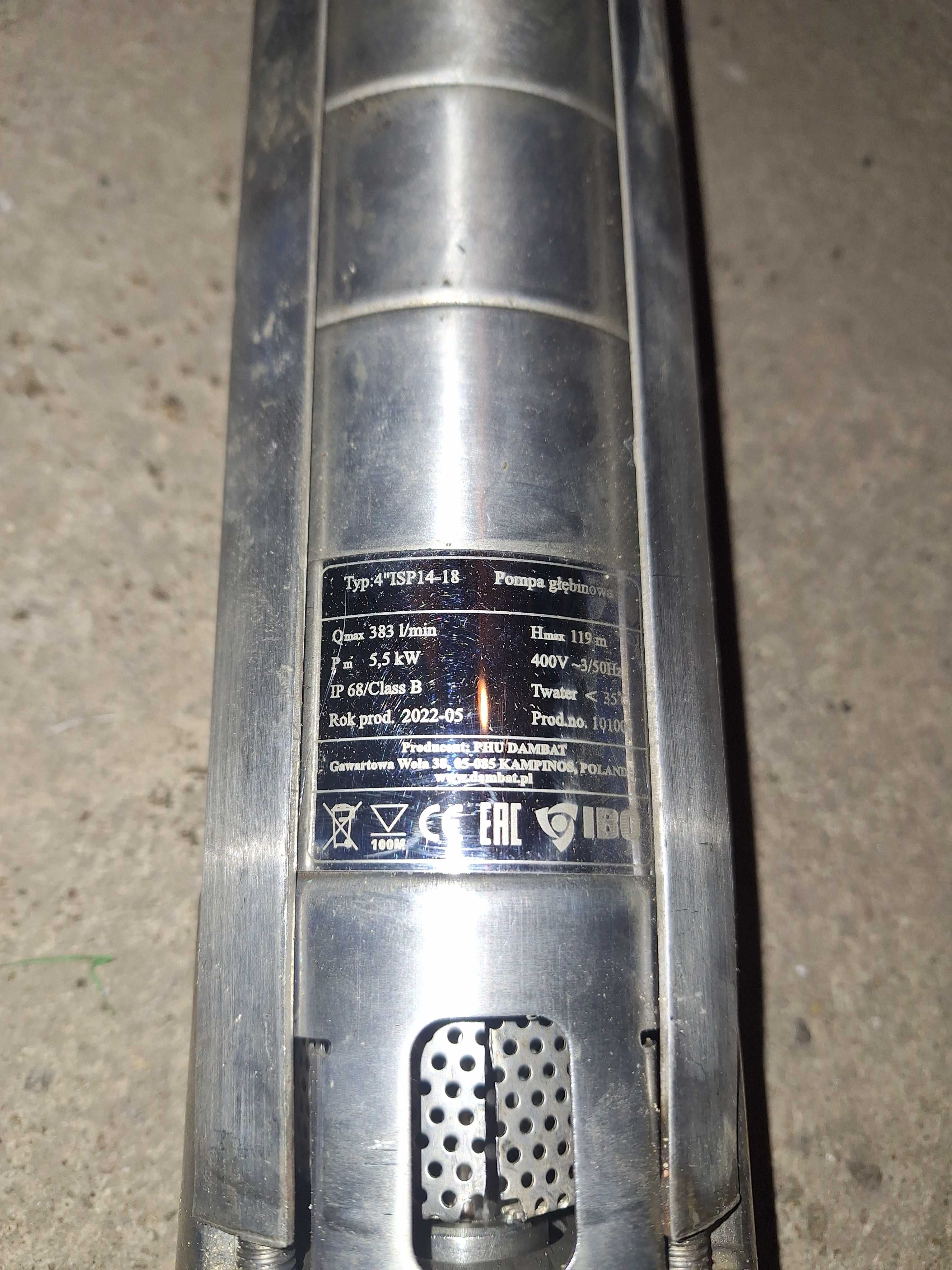 Pompa głębinowa IBO Dambat 4" ISP 14-18 (5,5kW, 400V) używana stan BDB