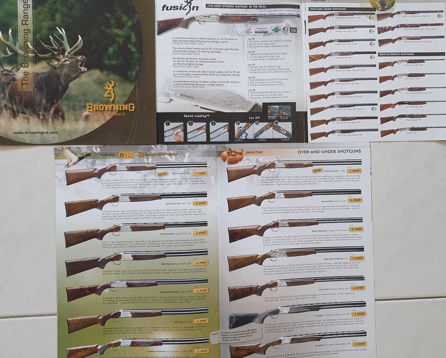 Dois Folhetos de Armas Browning, vintage, em inglês