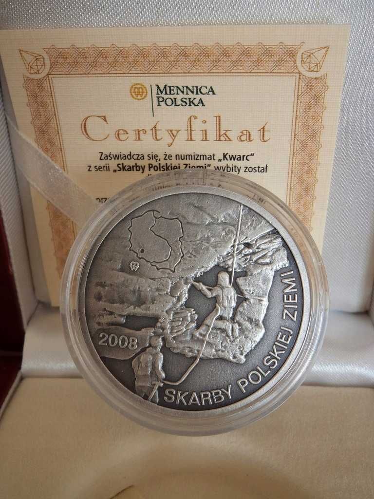 Srebro 350 szt Skarby Polskiej Ziemi Węgiel Kwarc Krzemień CERTYFIKAT