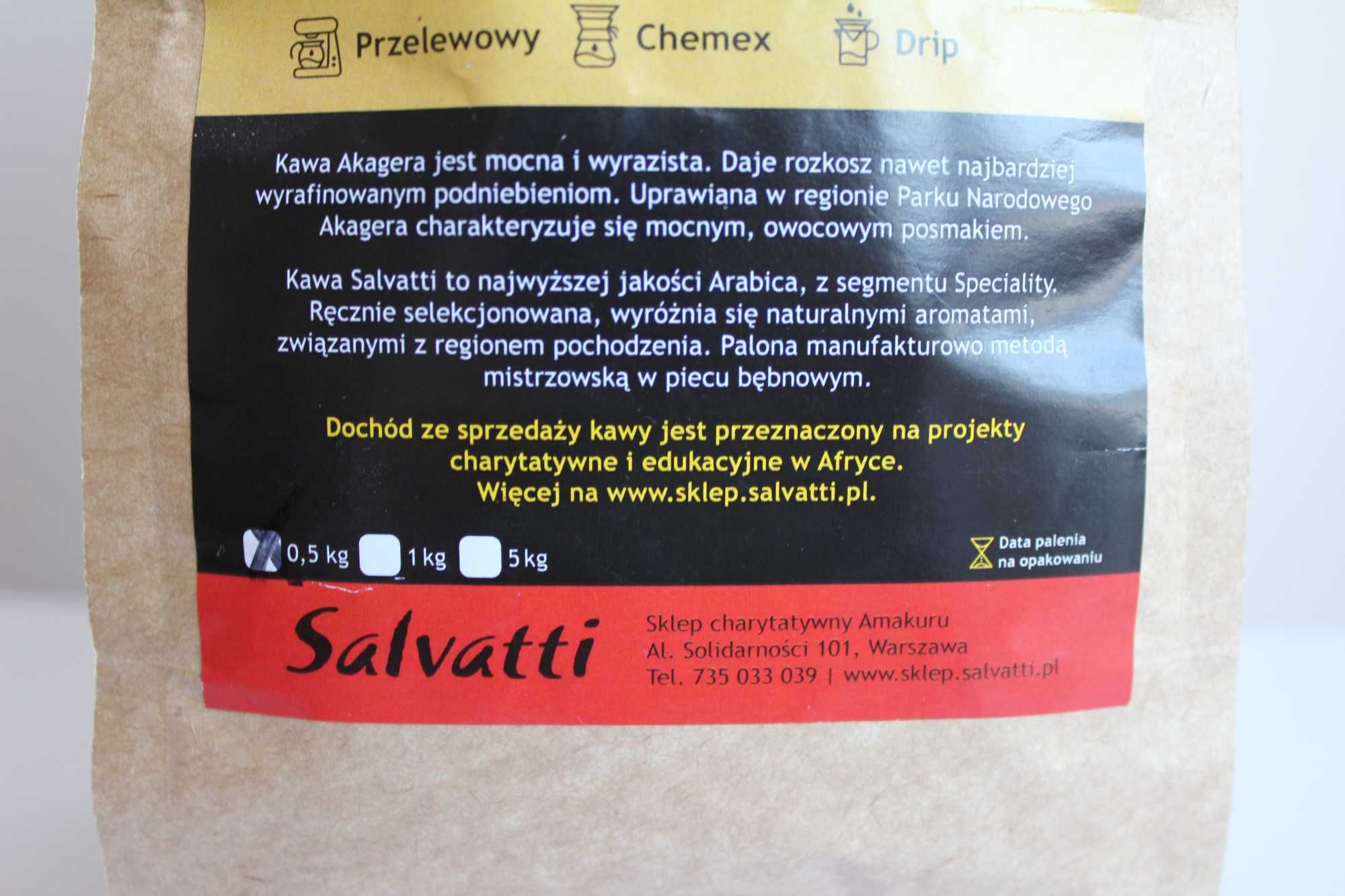 Kawa ziarnista Arabica Salvatti Kawa z Rwandy 500 g