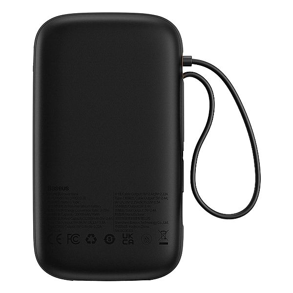 Powerbank Baseus Qpow2/20000mAh 22,5W z podwójnym kablem z wyświetlacz