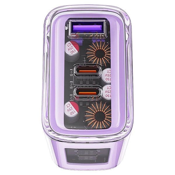 Acefast ładowarka GaN 65w 3 porty (1xUSB, 2xUSB C) zielona (a45)