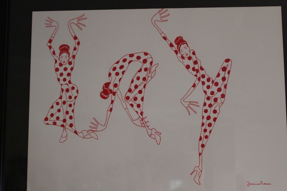 Pintura Joana Rosa Original Caneta s Papel "Flamengo" 53 x 43 cm