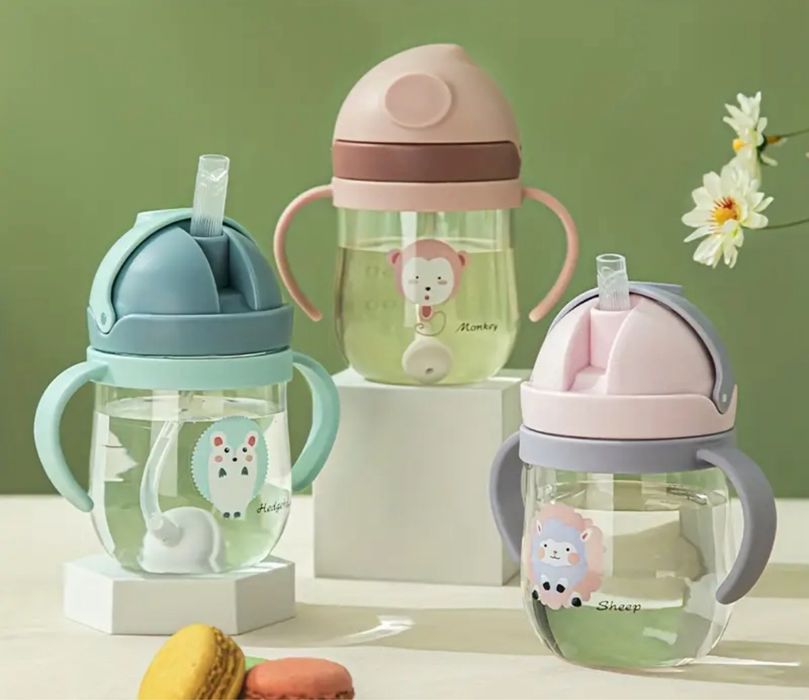 Поїльник-непроливайка з силіконовою трубочкою , дитяча пляшка для води