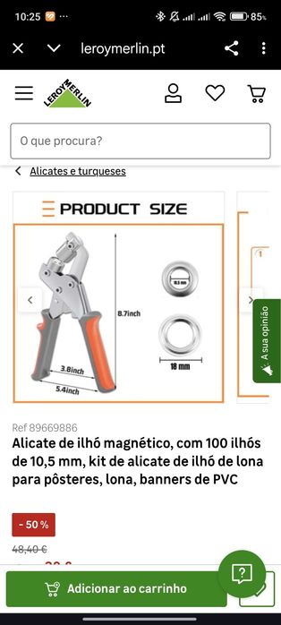 Alicate de ilhós magnético + 1500 ilhós prateados, dourados e cinza