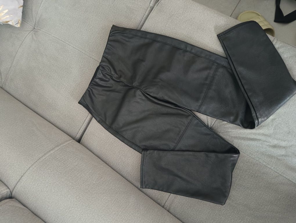 Spodnie skórzane czarne h&m rozm.140