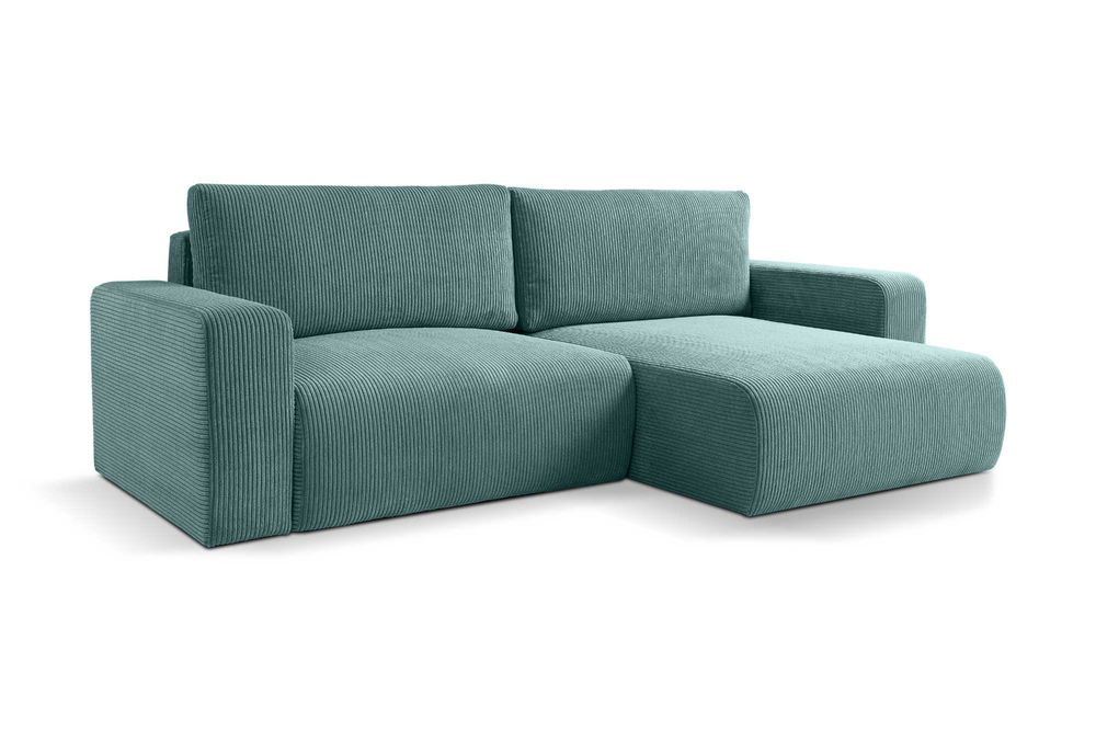 Wygodny narożnik rogówka GUSTO sztruks z pojemnikiem i spaniem!