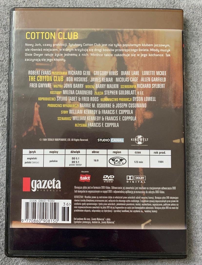 Cotton Club film DVD Richard  Gere