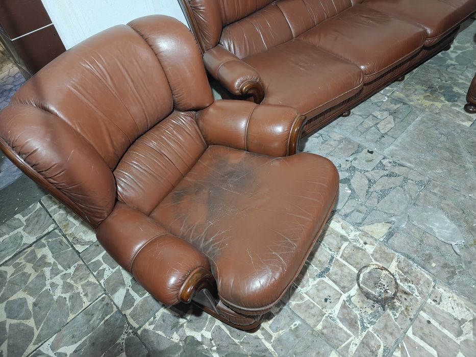 Sofa fotele skórzane komplet
