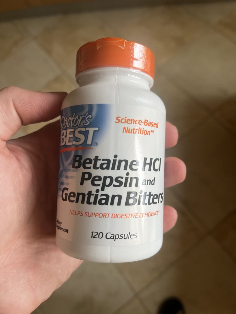 Бетаїну гідрохлорид + пепсин, Doctor's Best, 120 капс.
