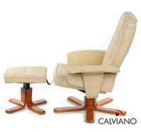 Кресло реклайнер с пуфом подставка для ног Calviano офис салон красоты