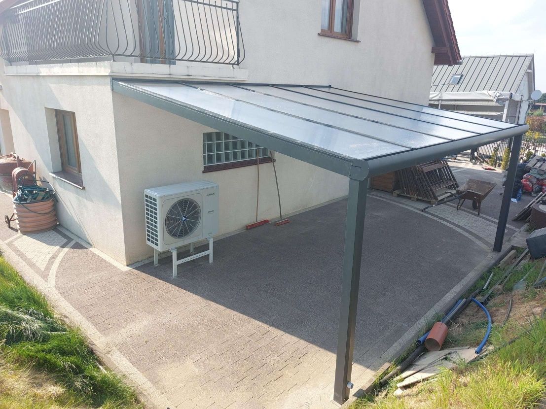 Zadaszenie tarasu, wiata przyścienna aluminium 606x400