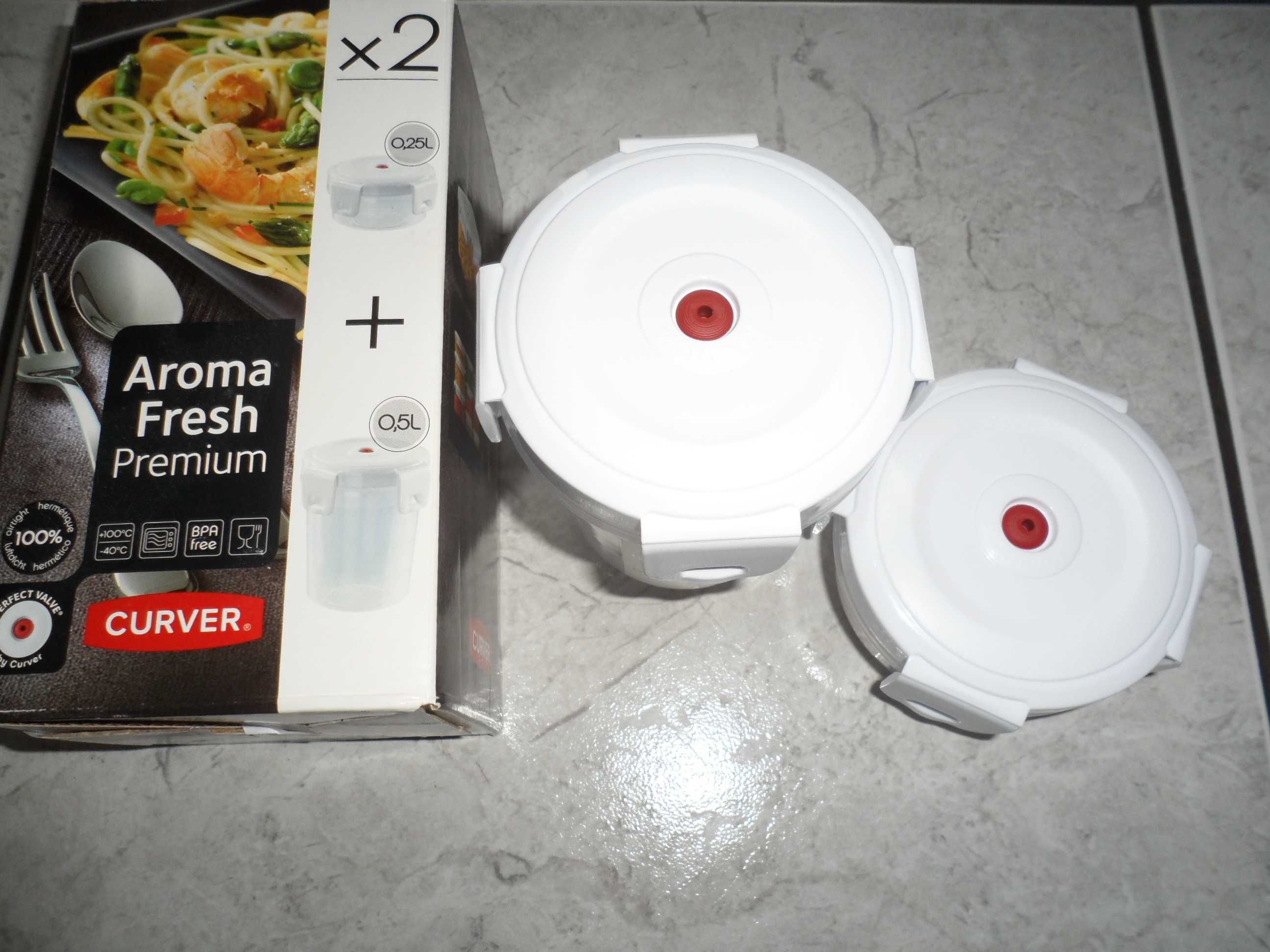 curver pojemniki na żywność Aroma Fresh Premium 2szt 0,25l + 0,5l nowe