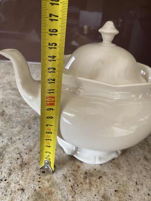 Imbryczek do herbaty, kremowa, stara porcelana