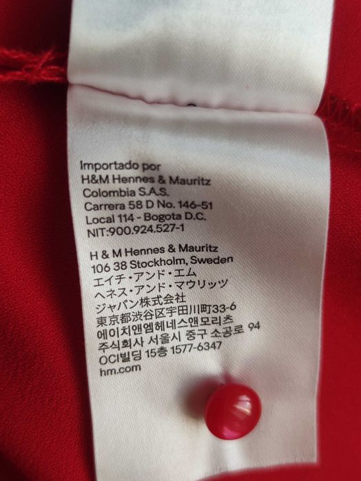 Czerwona sukienka midi koktajlowa falbany koronka H&M M