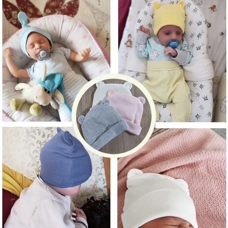 Шапка для новонароджених, шапочка для немовлят 0-6 міс, 31-44 см
