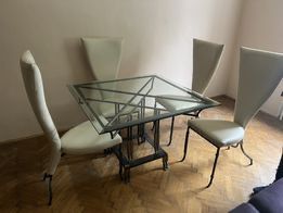 Piękny ręcznie wykonany stół z krzesłami metaloplastyka KALITA