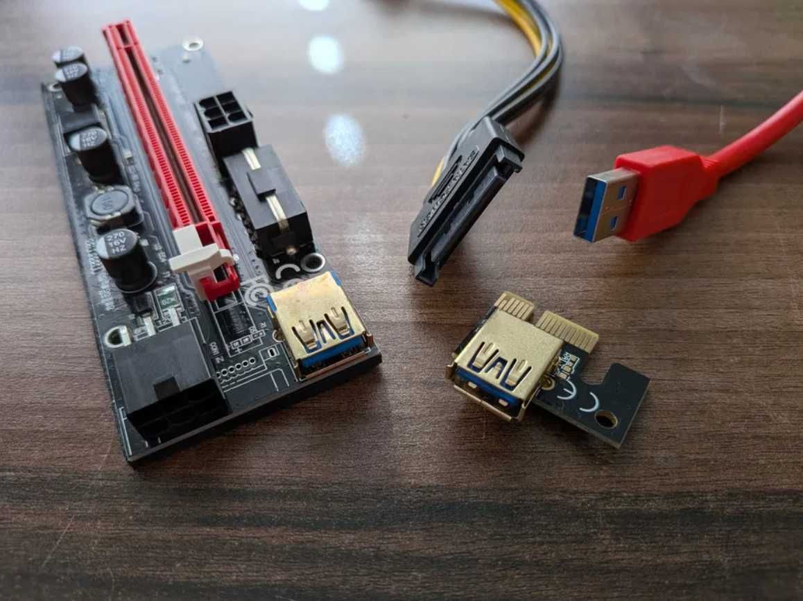 Riser 009s professional gold PCI-E 1x 16x, 60cm USB 3.0, 6 pin na SATA