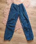 Spodnie jeansy ciemne szerokie cargo Bershka 34 36 38 buggy ściągacze