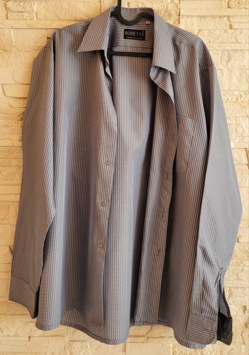 Męska koszula w kratkę szaro stalowoniebieska Boretto 41