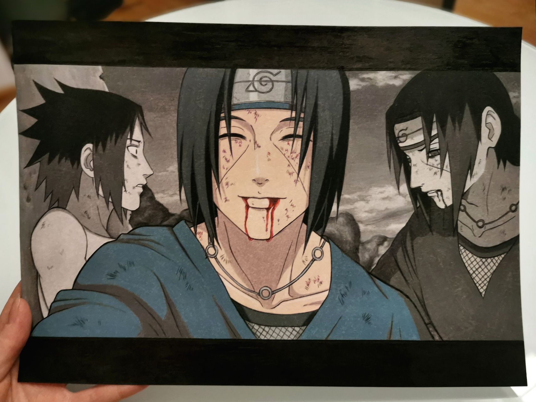 Naruto obraz/rysunek w szklanej antyramie Sasuke i Itachi
