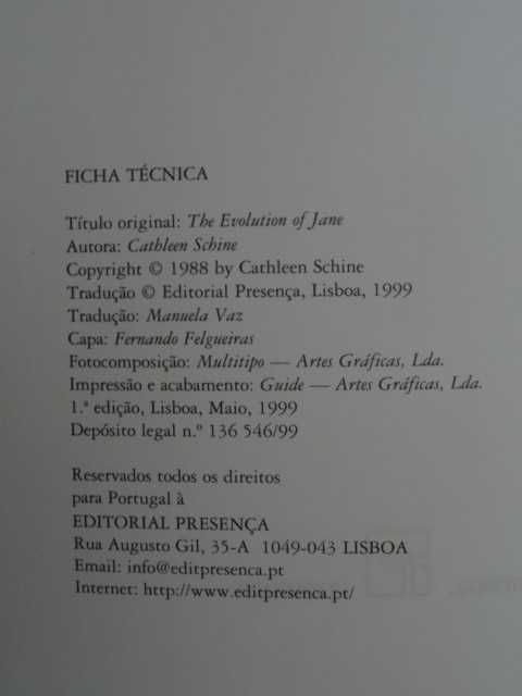 A Evolução de Jane de Cathleen Schine - 1ª Edição