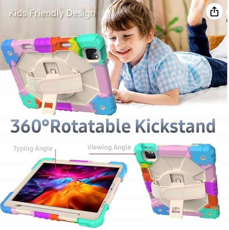 Etui Obudowa Case na Tablet iPad Air 4/10.9/2020 z Paskiem Beżowy Fiol