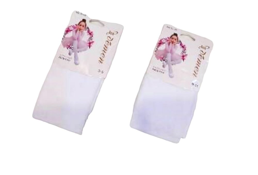 Rajstopy białe dziewczęce gładkie