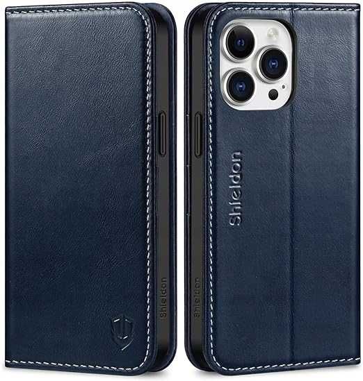 Etui z klapką Shieldon do APPLE IPHONE 15 PRO MAX granatowy