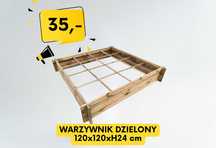 Podwyższona grządka na warzywa wykonana z drewna podzielona OUTLET