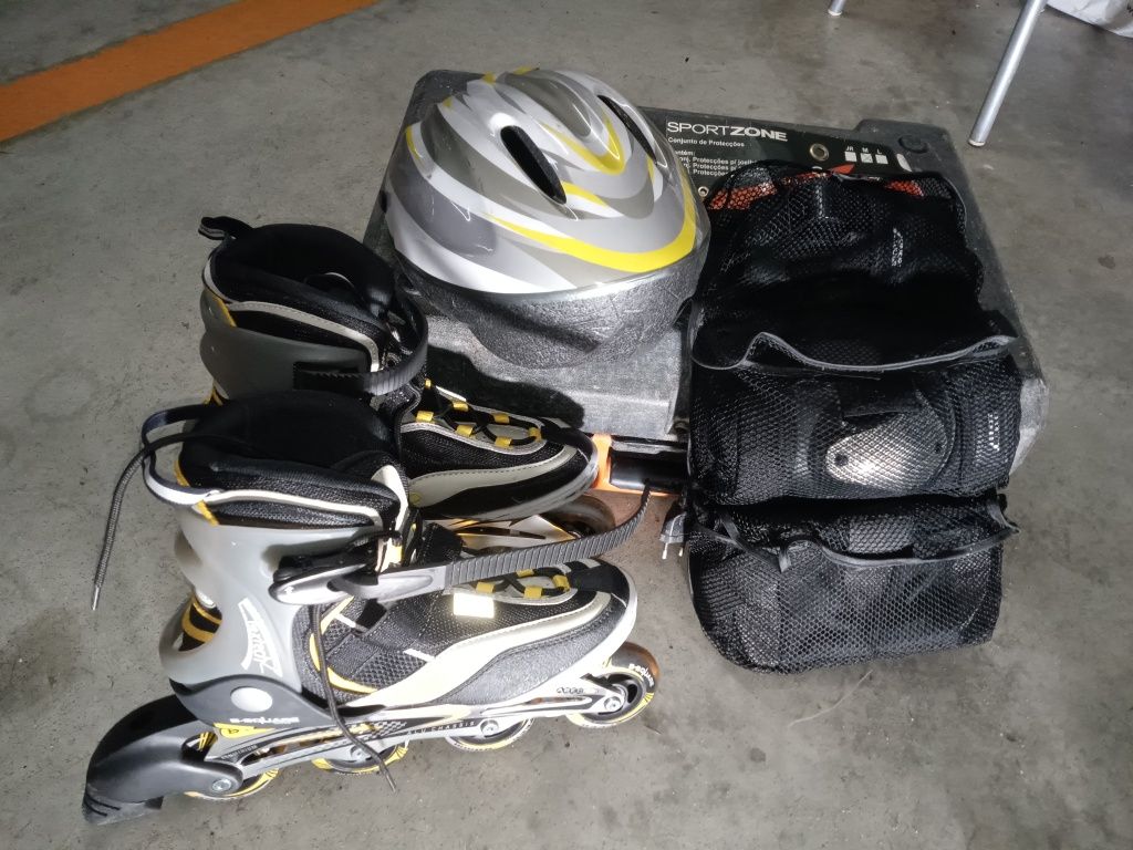 Vendo Patins  capacete e joelheiras. Pouco uso.