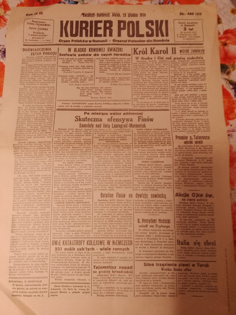 Reprint gazety kurier polski 29grudnia1939